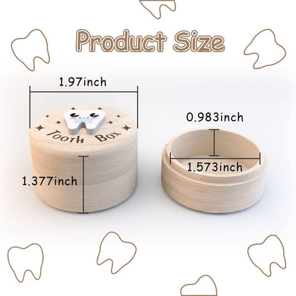 Wood Tooth Fairy Box Natural Wooden Keepsake Baby Teeth Storage Case With Printed Lid And Mini Tweezers For Kids Boys And Girls Beige Small Size