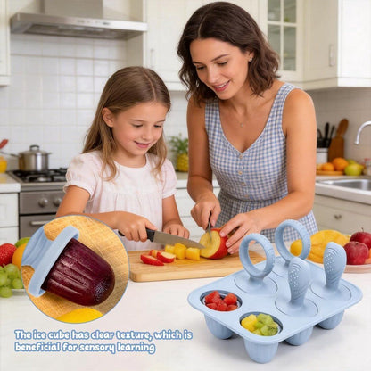 6 Pcs Silicone Ice Pop Molds with Sticks, Baby Food Freezer Tray, Beige, for Toddlers