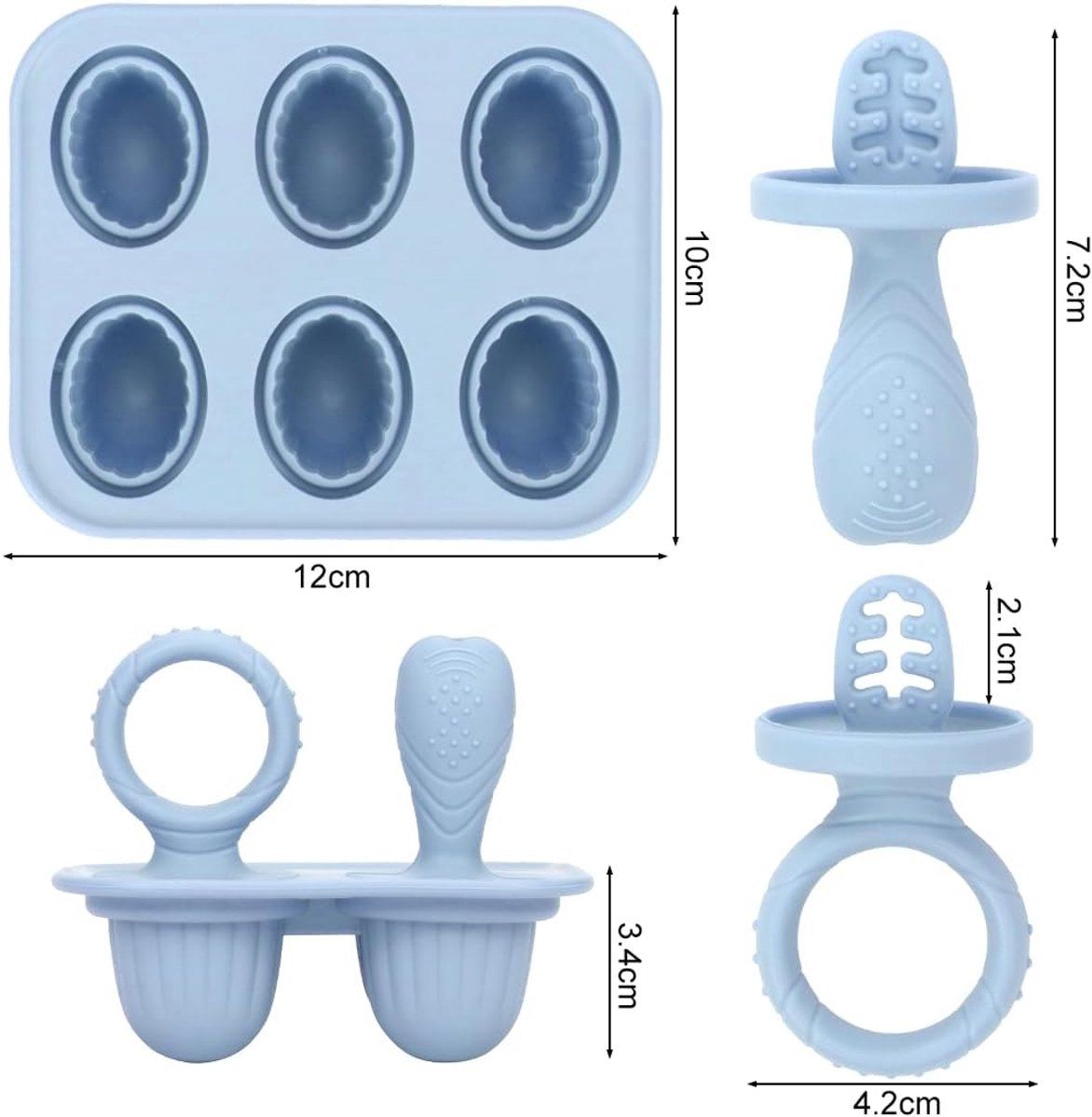 6 Pcs Silicone Ice Pop Molds with Sticks, Baby Food Freezer Tray, Beige, for Toddlers