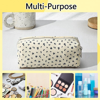 Floral Pencil Pouch Set of 2, Large Capacity Aesthetic Pen Case for Girls, Zipper Stationery Bag for School Supplies and Makeup, Pink and Light Blue