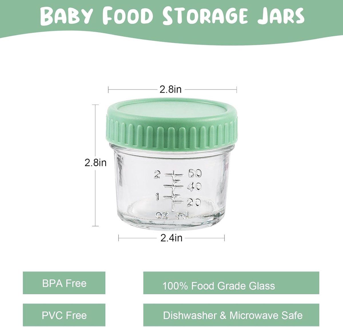6 Pack Glass Baby Food Storage Containers with Leakproof Lids, Reusable Mini Glass Jars for Freezing and Meal Prep, 6 Colors, 120ml