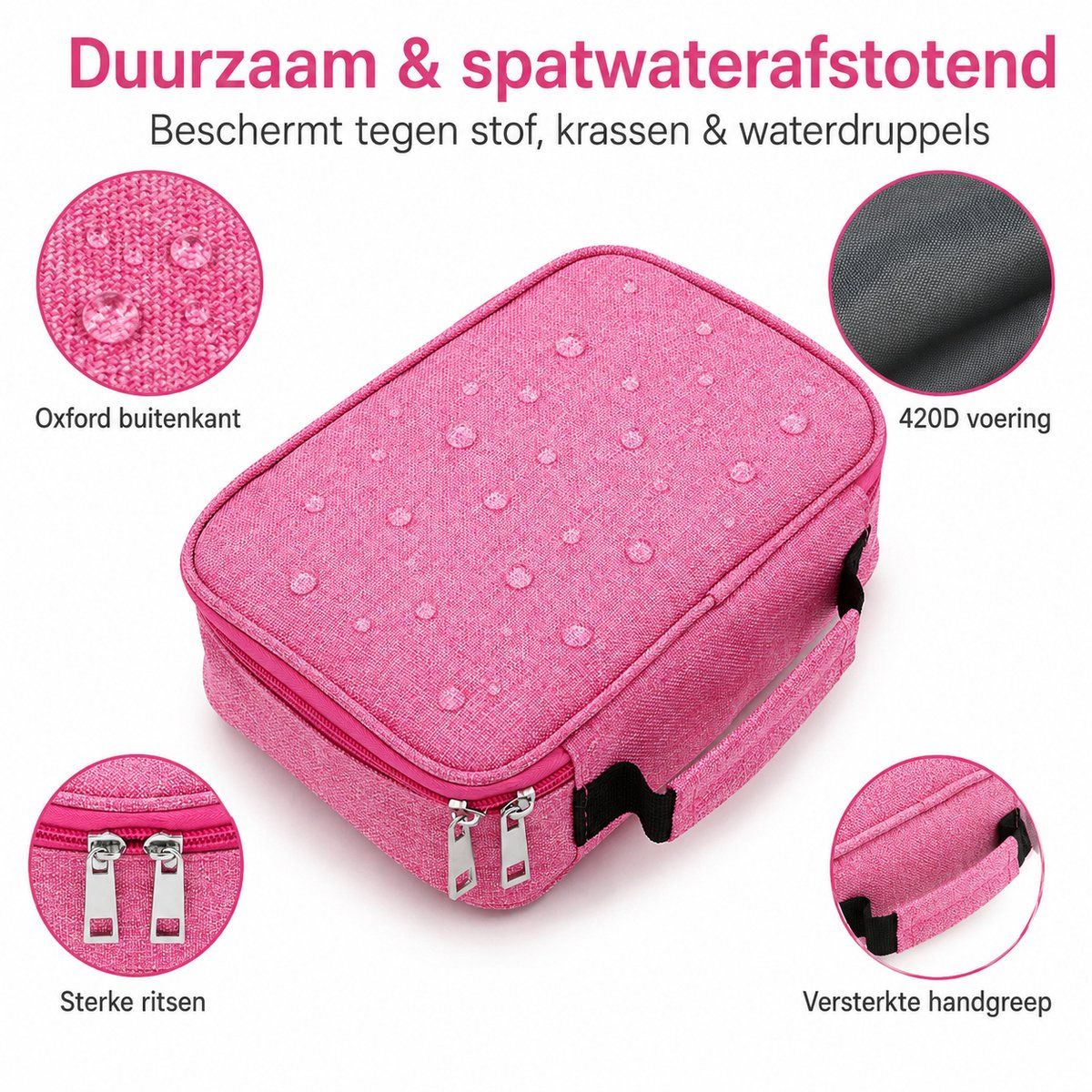 72 Slots Pencil Case Large Capacity Colored Pencil Pouch Multifunctional for School and Office, Pink 23x16x6.5cm