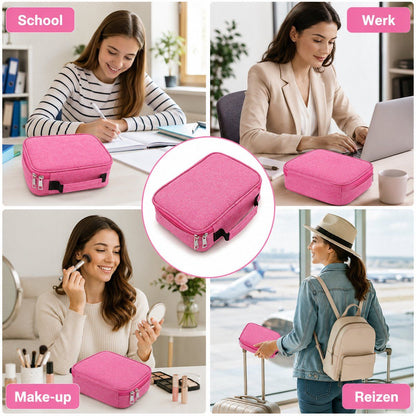 72 Slots Pencil Case Large Capacity Colored Pencil Pouch Multifunctional for School and Office, Pink 23x16x6.5cm