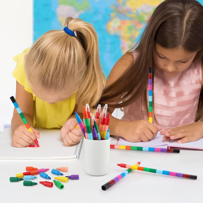 20 Pcs Stackable Buildable Rainbow Crayons Colorful Party Favors DIY Pencils for Kids School Office Birthday Parties, 12 Colors