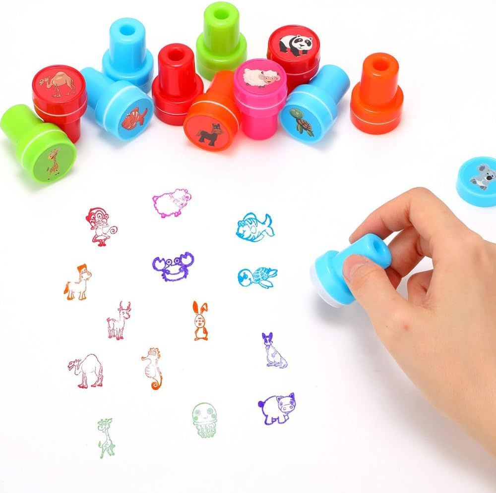 26Pcs Animal Stamps for Kids, Self Inking Stampers Party Favors Birthday Gift Goodie Bag Prizes Classroom Rewards Arts and Crafts