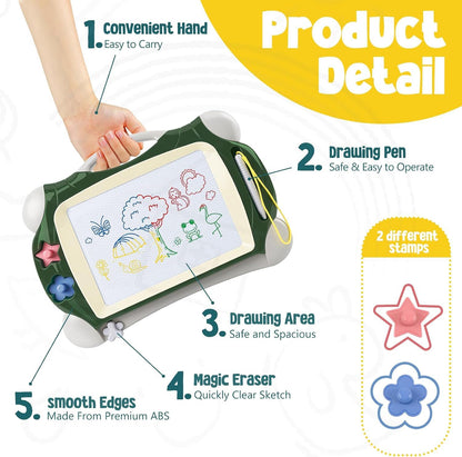 Magnetic Drawing Board for Kids, Erasable Doodle Sketch Writing Board with Pen, Educational Toy Gifts for Boys Girls, Birthday Easter Christmas Gifts, Army Green