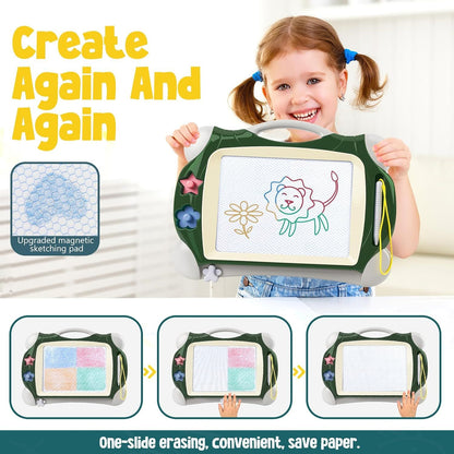 Magnetic Drawing Board for Kids, Erasable Doodle Sketch Writing Board with Pen, Educational Toy Gifts for Boys Girls, Birthday Easter Christmas Gifts, Army Green