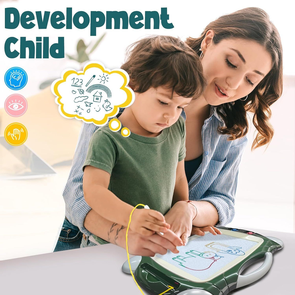 Magnetic Drawing Board for Kids, Erasable Doodle Sketch Writing Board with Pen, Educational Toy Gifts for Boys Girls, Birthday Easter Christmas Gifts, Army Green