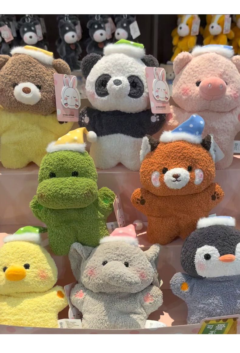 Goodnight Series Plush Toy - Soft Cuddly Animal Doll for Desk Decoration - Soothing Palm-Sized Stuffed Companion - Penguin