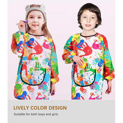 Kids Waterproof Smock – Long Sleeve Stain & Oil Resistant, Easy-Clean Adjustable Design – Ideal for Painting, Mealtime, Kitchen Use – Ages 5-8 Years