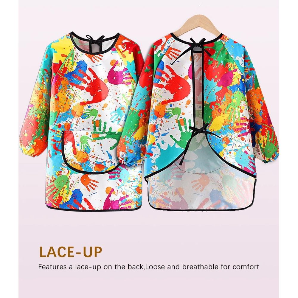 Kids Waterproof Smock – Long Sleeve Stain & Oil Resistant, Easy-Clean Adjustable Design – Ideal for Painting, Mealtime, Kitchen Use – Ages 5-8 Years