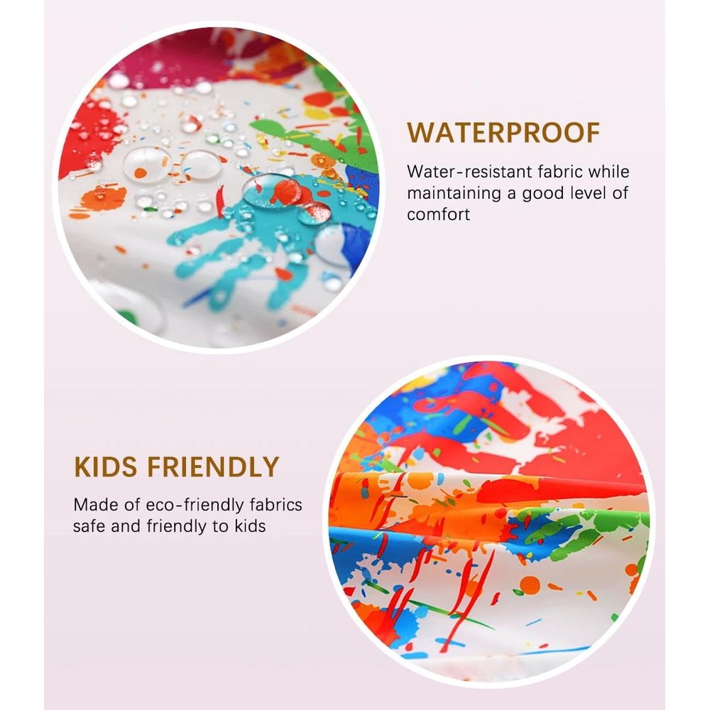 Kids Waterproof Smock – Long Sleeve Stain & Oil Resistant, Easy-Clean Adjustable Design – Ideal for Painting, Mealtime, Kitchen Use – Ages 5-8 Years