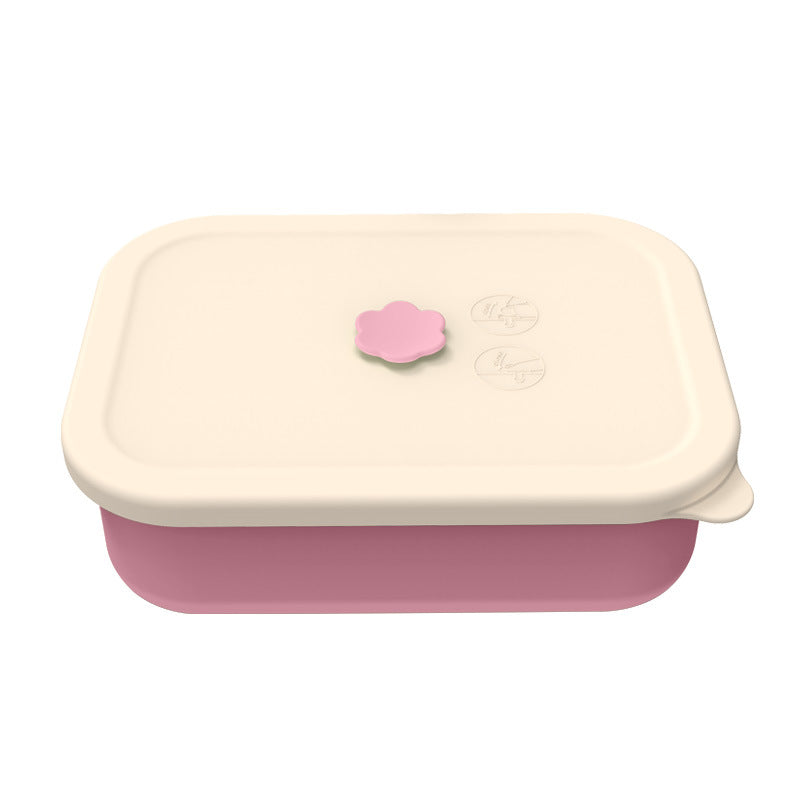 Pink Microwave-Safe Silicone Lunch Box with 4 Compartments - Airtight Bento Box for Work and Travel