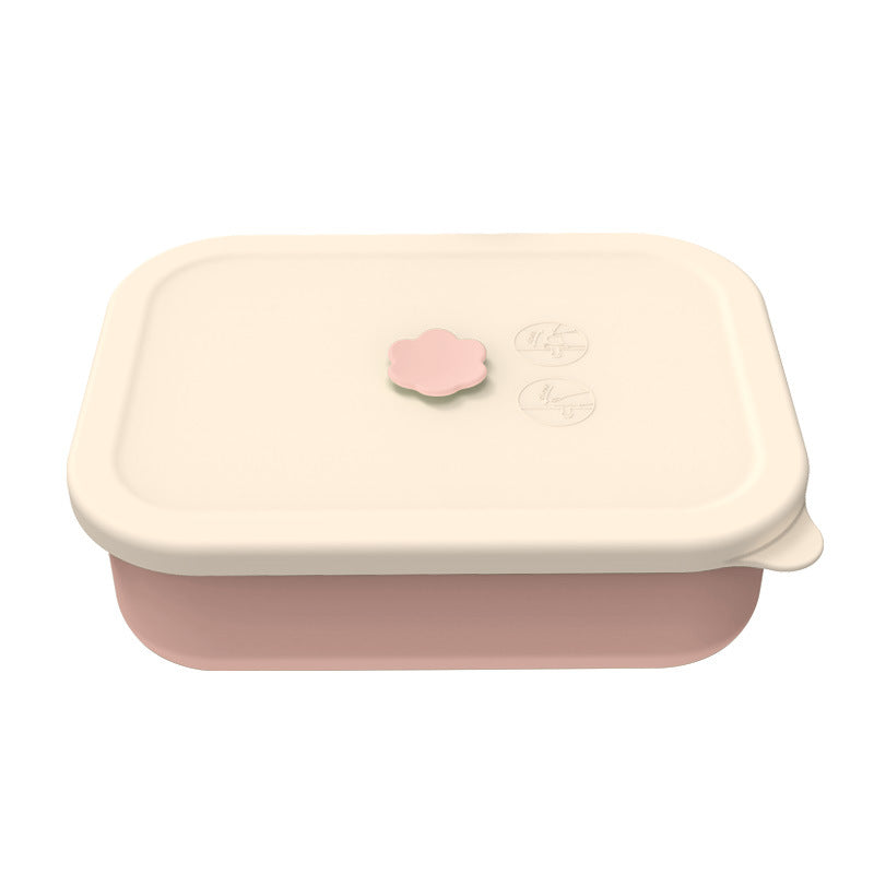 Lotus color Microwave-Safe Silicone Lunch Box with 4 Compartments - Airtight Bento Box for Work and Travel