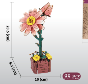 Daisy DIY 3D Wooden Flower Puzzle Toy - Educational Kids' Assembly Set