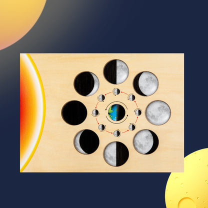 Lunar phase change 0.45 Educational Wooden Cognitive Matching Puzzle Toy for Kids Early Learning and Fine Motor Skill Development, Durable Preschool Accessory